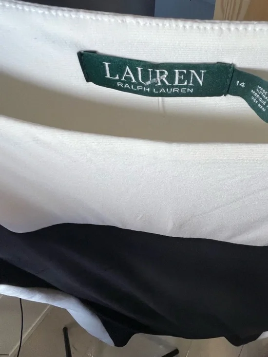 Lauren Ralph Lauren Black and White Colorblock Midi Dress - Picture 5 of 5